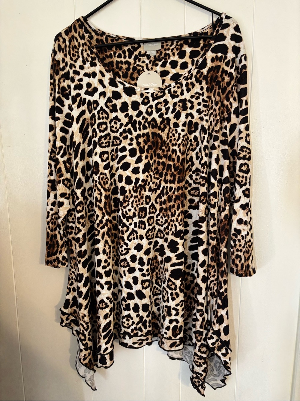 Leopard Print Swing Tunic Top - Brown/Black